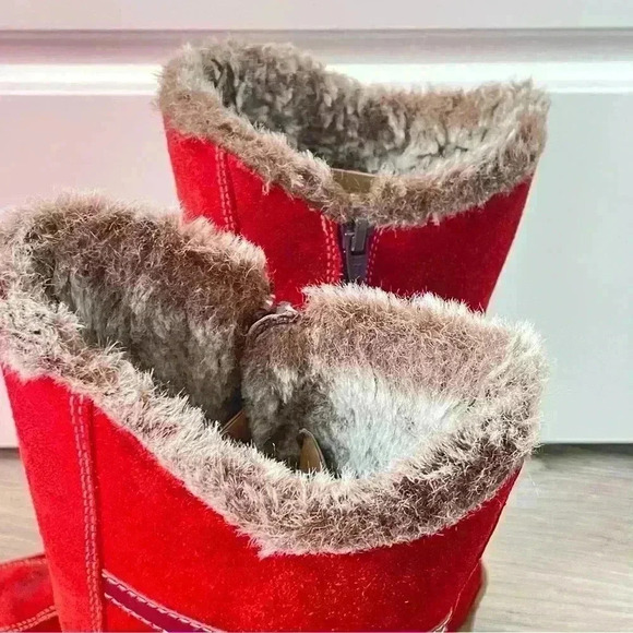 AQUATALIA ORANGE SUEDE WINTER BOOTS MADE IN ITALY SQUARE TOE WEDGE SIZE 8 - Picture 6 of 15